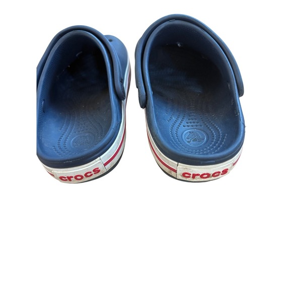 Crocs Kids Clog Navy‎ Blue Red White Stripe J2 Comfort Classic Sandals - Picture 5 of 8